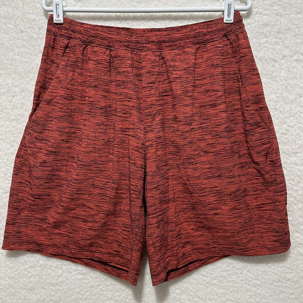 Lululemon Shorts Mens Orange Pace Breaker Linerless Performance Gym Active Sz XL